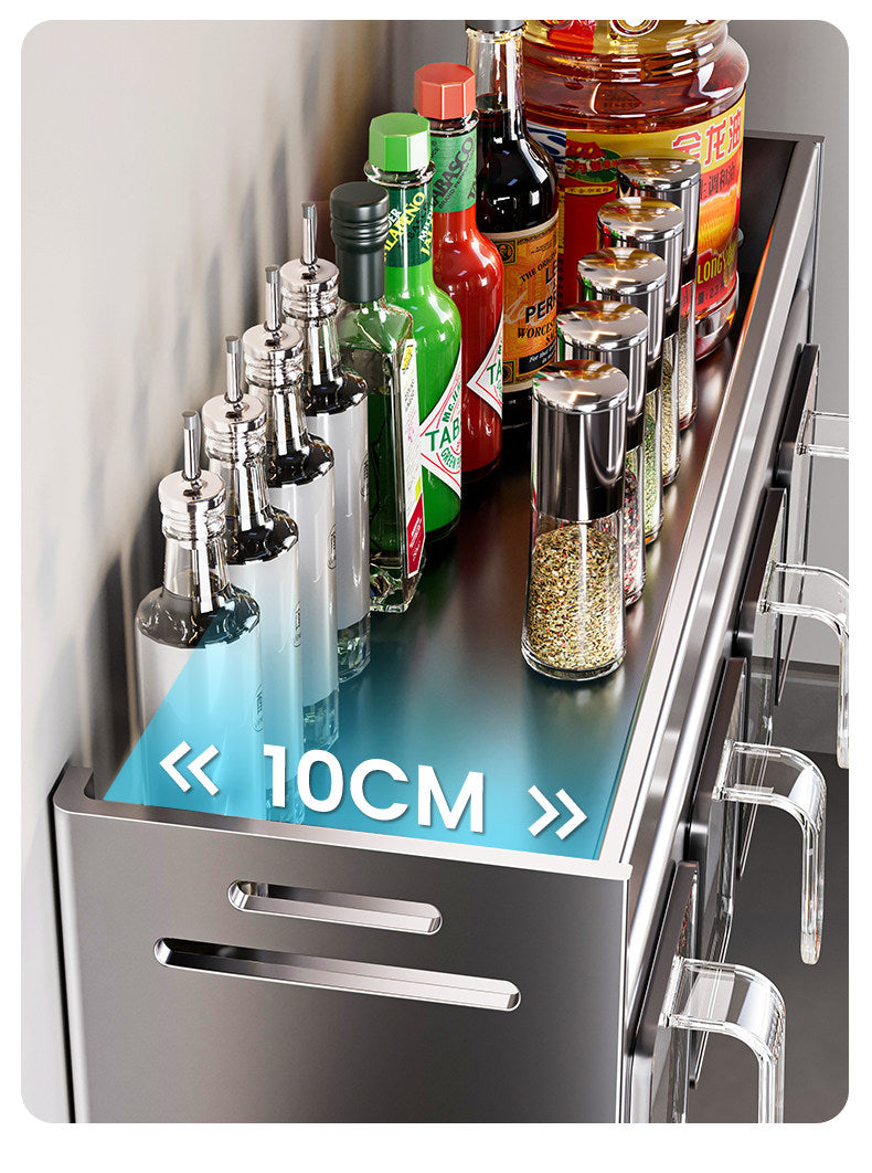 New Kitchen Spice Shelf Wall-mounted Spice Storage Rack Kitchen Seasoning Organizer Holder No Punching Required Storage Shelf