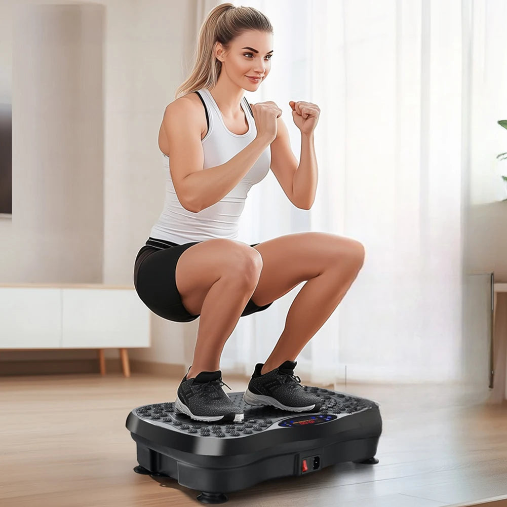 Fat Shaking Machine Bluetooth-Compatible Vibration Plate Exercise Machine Adjustable Speed Workout Vibrate Stand for Weight Loss