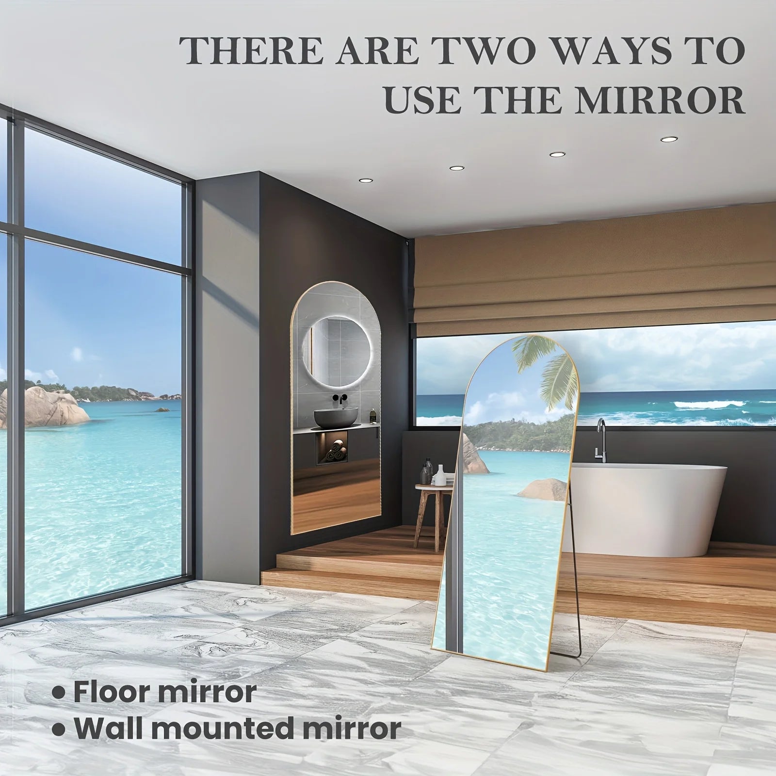 Arched/Rect Full Length Mirror,Full Body Mirror With Stand