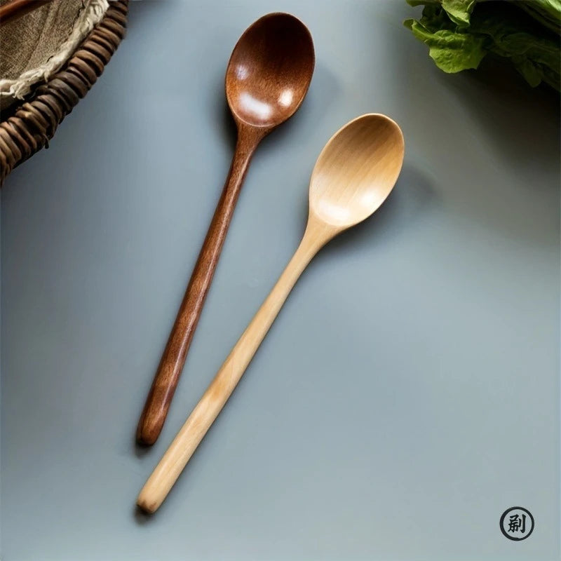 4PCS Wooden Spoon Kitchen Korean Style Natural Wood Soup Tableware Cooking Honey Coffee Spoon Mixing Spoon