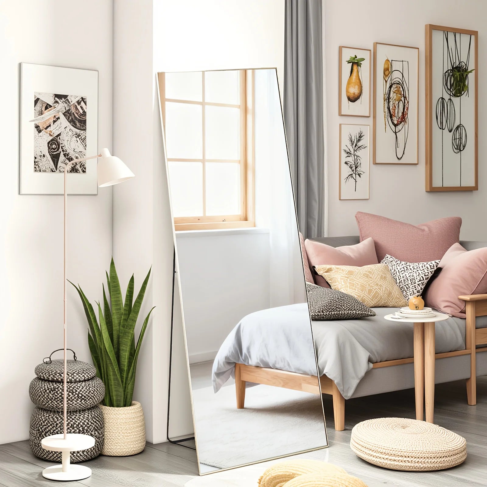 Arched/Rect Full Length Mirror,Full Body Mirror With Stand