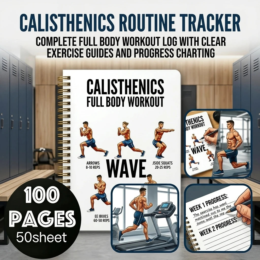 Calisthenics Full Body Workout Notebook for Home Gym Use with Progress Tracking Compact Portable Design for All Fitness Levels