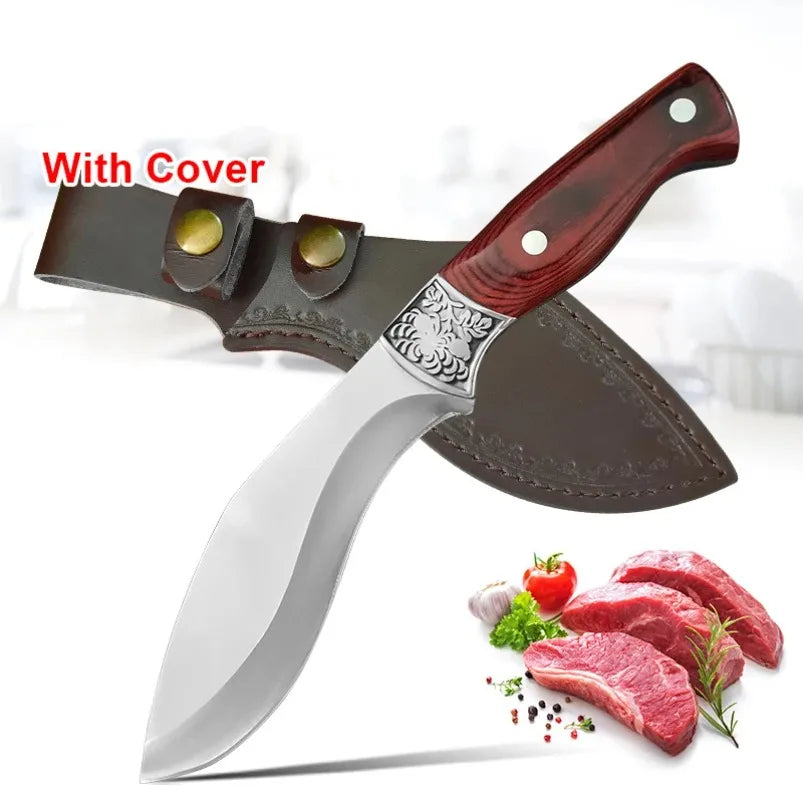 Butcher Boning Knife Stainless Steel Cut Meat Fish Fruit Vegetables Chopping Slicing Kitchen Chef Knife Cleaver Knife with Cover