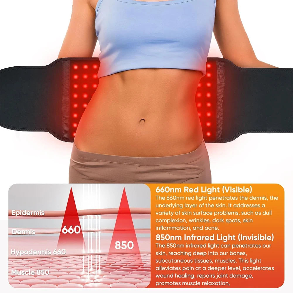Red Light Therapy Belt Infrared Light Therapy Wrap Red Light Therapy Device for Body with Timer Back Shoulder Waist Pain Relief