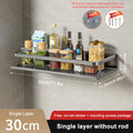 Wall-Mounted Kitchen Spice Rack Organizer Carbon Steel No Drilling 12-20 Inch Seasoning Holder Shelf for Easy Access to Spices