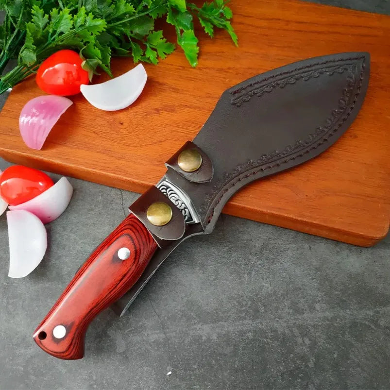 Butcher Boning Knife Stainless Steel Cut Meat Fish Fruit Vegetables Chopping Slicing Kitchen Chef Knife Cleaver Knife with Cover