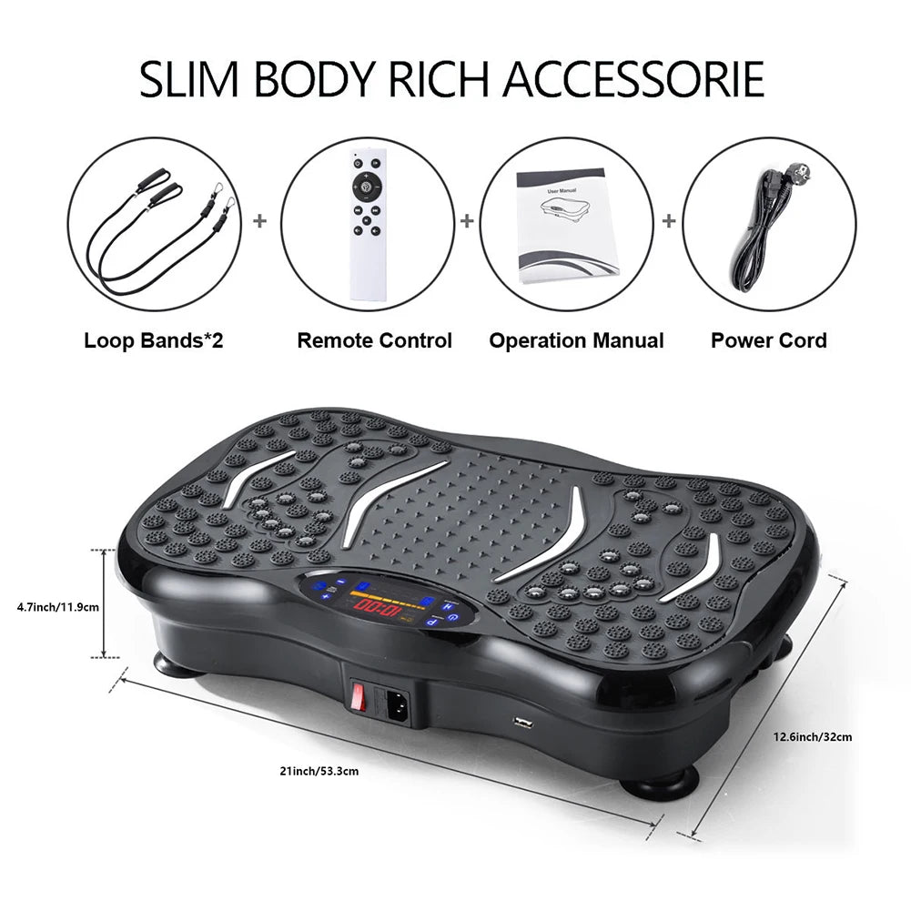 Fat Shaking Machine Bluetooth-Compatible Vibration Plate Exercise Machine Adjustable Speed Workout Vibrate Stand for Weight Loss