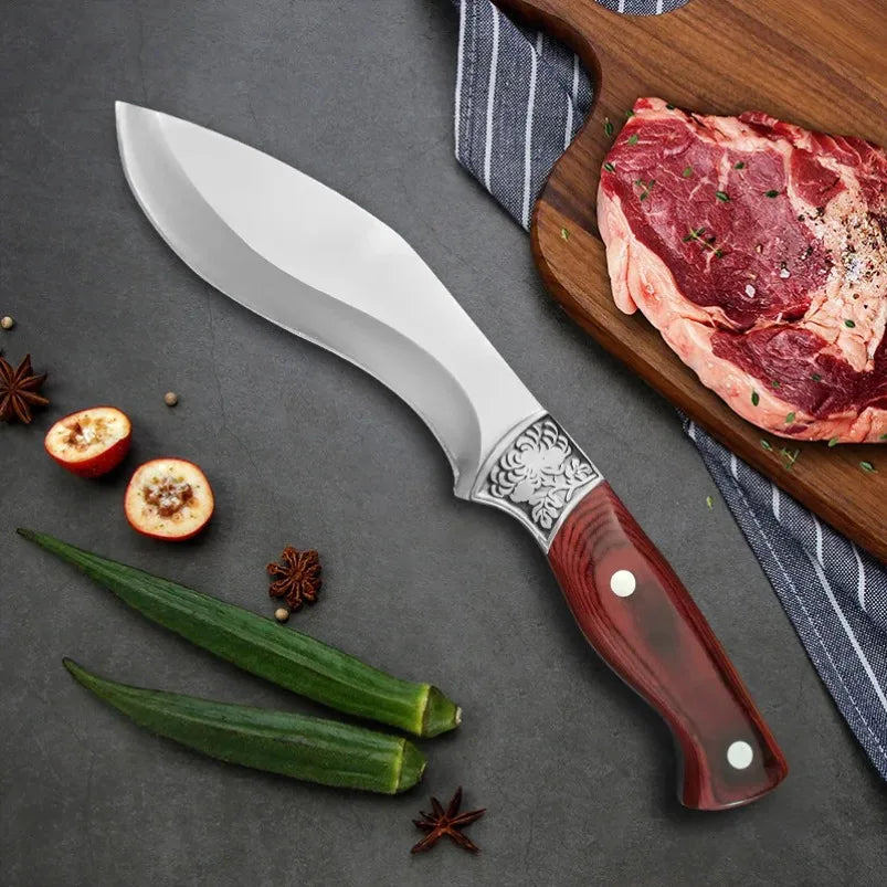 Butcher Boning Knife Stainless Steel Cut Meat Fish Fruit Vegetables Chopping Slicing Kitchen Chef Knife Cleaver Knife with Cover