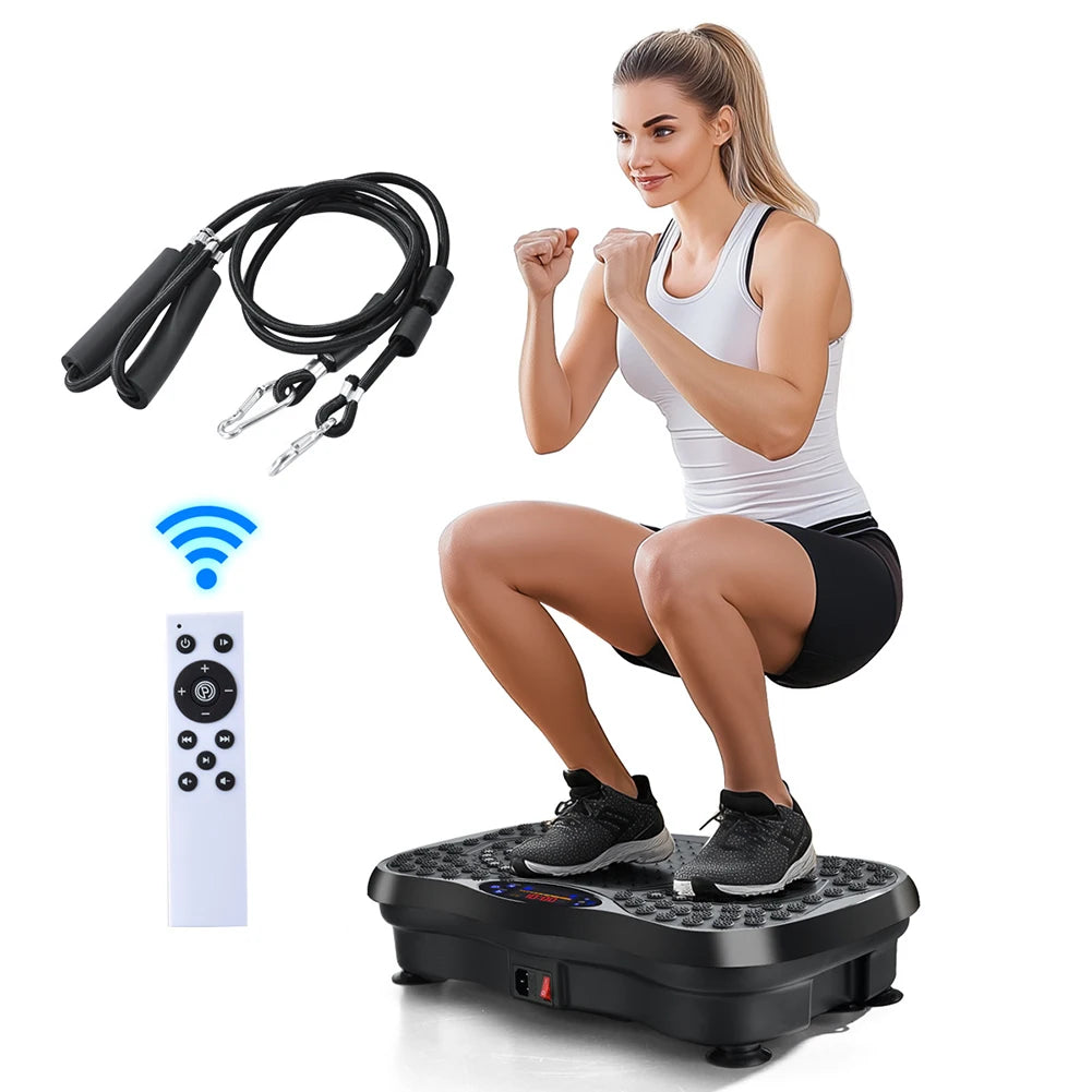 Fat Shaking Machine Bluetooth-Compatible Vibration Plate Exercise Machine Adjustable Speed Workout Vibrate Stand for Weight Loss