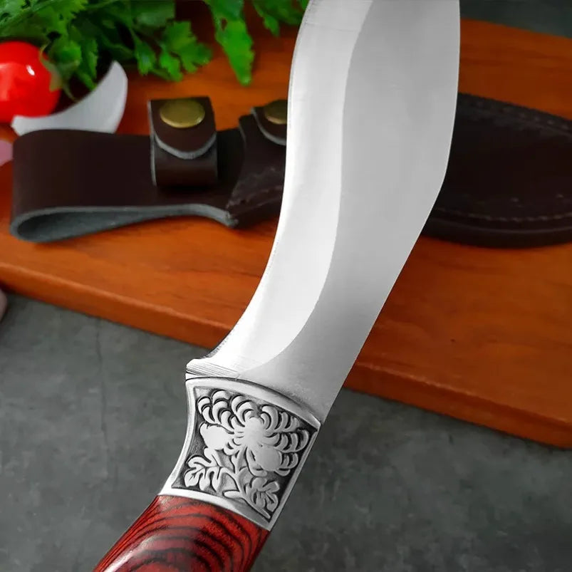 Butcher Boning Knife Stainless Steel Cut Meat Fish Fruit Vegetables Chopping Slicing Kitchen Chef Knife Cleaver Knife with Cover